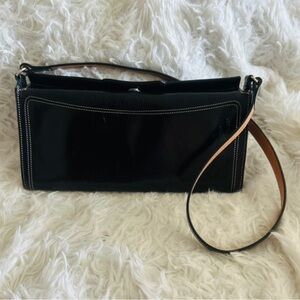 TUSK Black Leather Clutch/Shoulder Bag